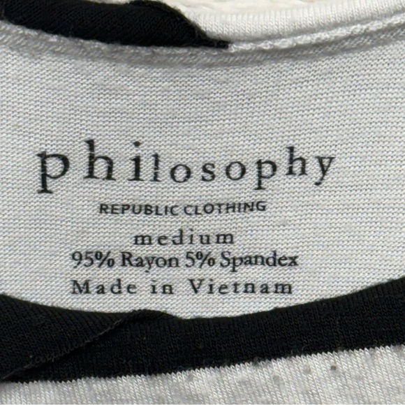 Philosophy Black and White Geometric Tank Top Ruched Side Raw Hem Size Medium - Picture 3 of 16